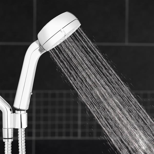 Side View of PHO-553ME Caddy Buddy Pivoting Hand Held Shower Head Spraying Water