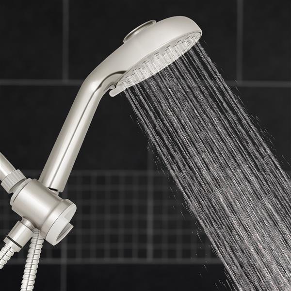 Side View of QMP-869ME Secure Magnetic Hand Held Shower Head Spraying Water