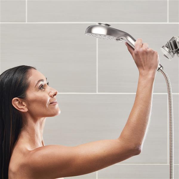 Using the Brushed Nickel QMR-869ME Secure Magnetic Hand Held Shower Head